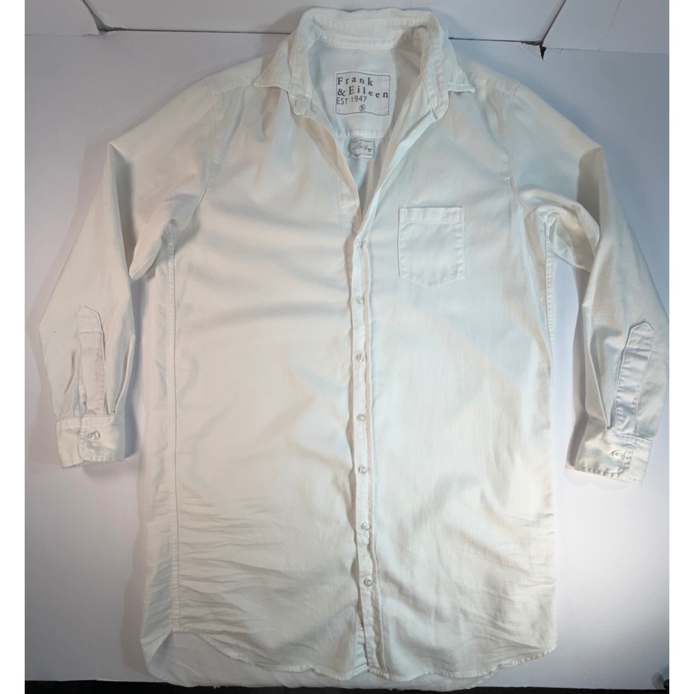 Frank & Eileen Mary White Button Down Shirt Dress Italian Woven Size S